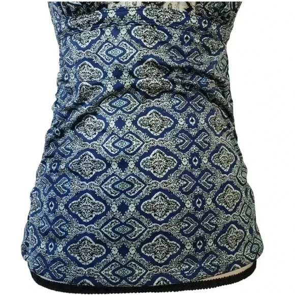 Athleta Aqualuxe Blue Printed Strappy Molded Tankini Swim Top - Picture 3 of 11
